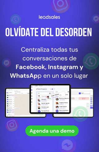Olvídate del desorden: centraliza tus conversaciones de Facebook, Instagram y WhatsApp en un solo lugar. Agenda una demo.