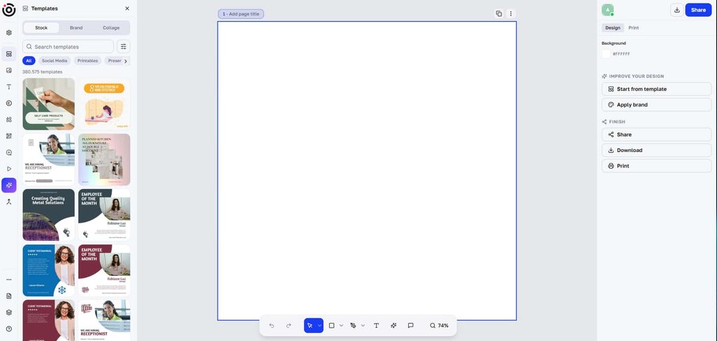 Editor de Desygner con plantillas para crear y personalizar flyers