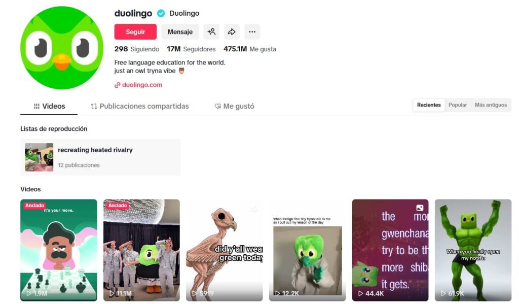 Imagen de Duolingo TikTok