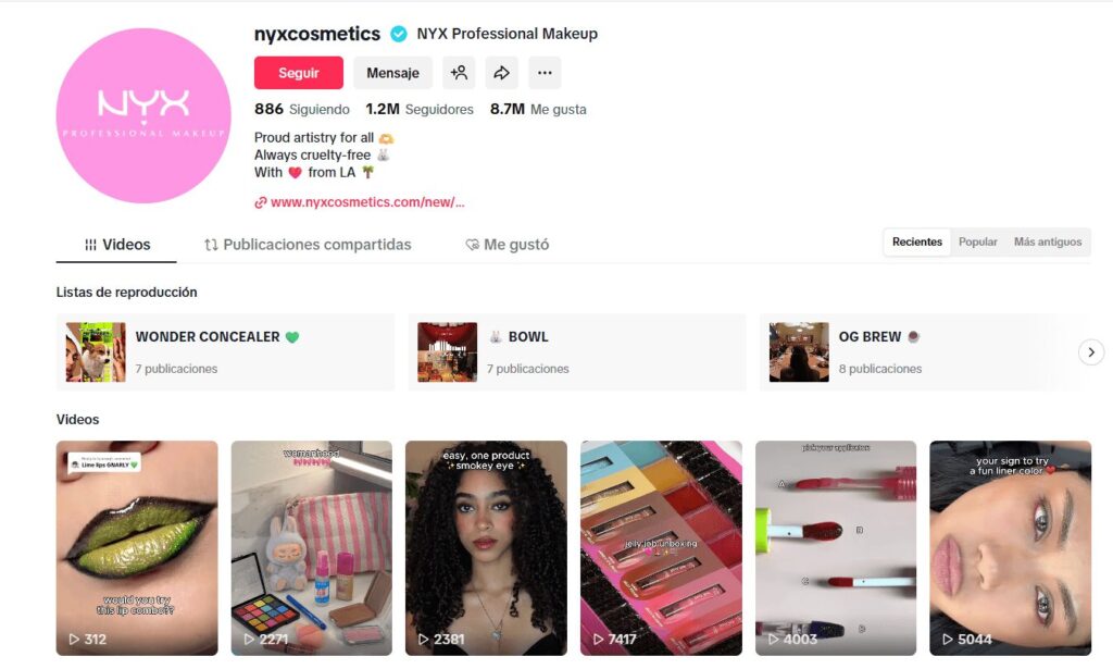Imagen de NYX en TikTok