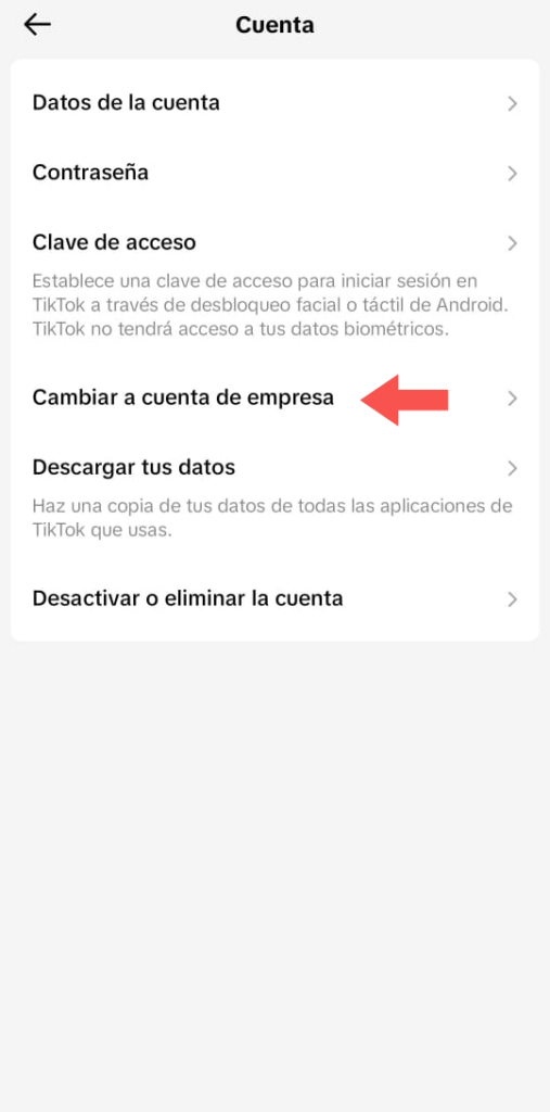 Cómo crear cuenta de TikTok Business