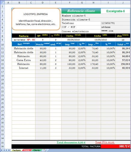 Plantilla de facturación con cálculo de IVA