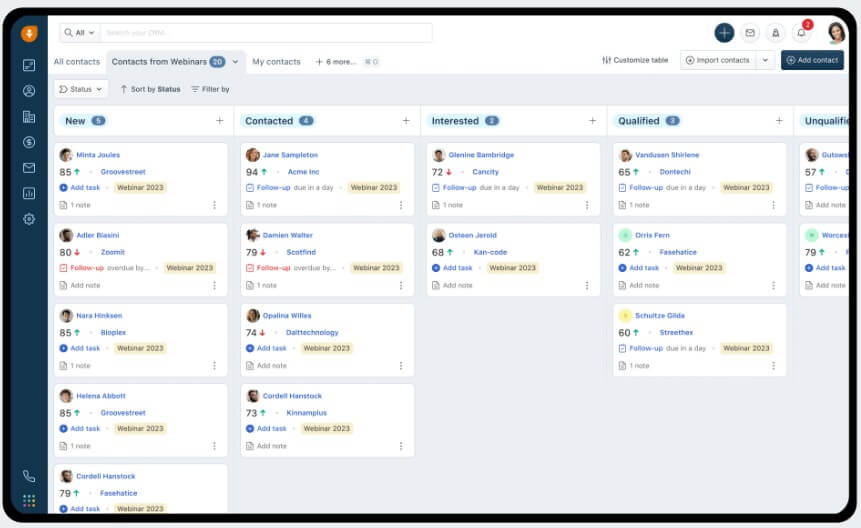 Pantalla de Freshsales