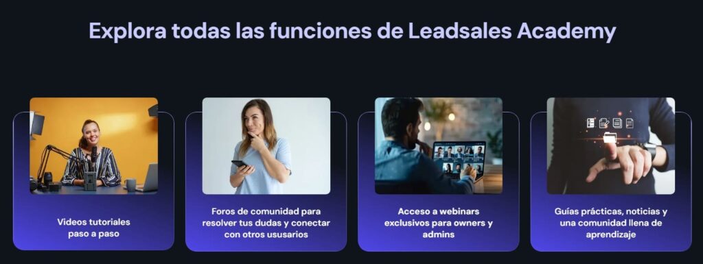 Pantalla de soporte de Leadsales Academy