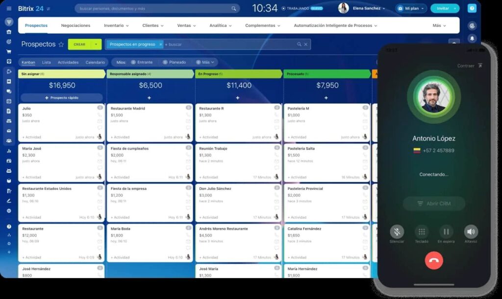 Pantalla de interfaz de Bitrix24