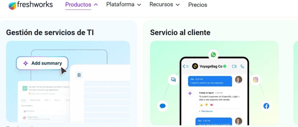 Pantalla de Freshworks
