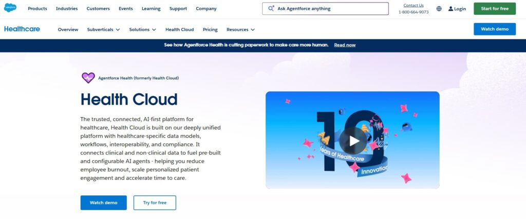 Pantalla de Salesforce Health Cloud