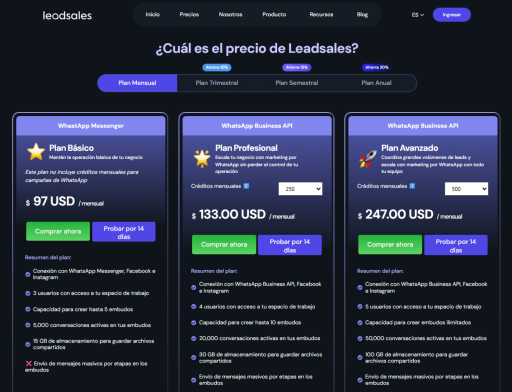 Precios de Leadsales