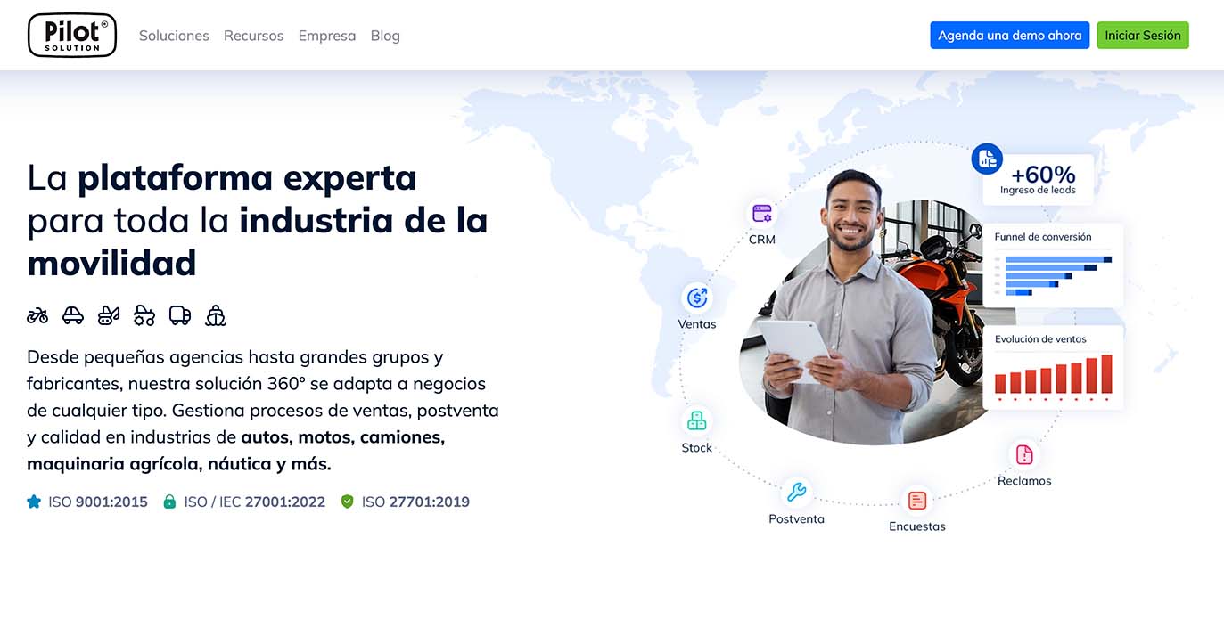 Captura de pantalla del sitio web de Pilot