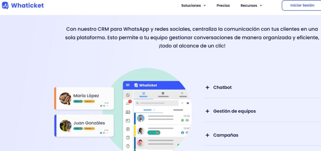 Pantalla de inicio de Whaticket