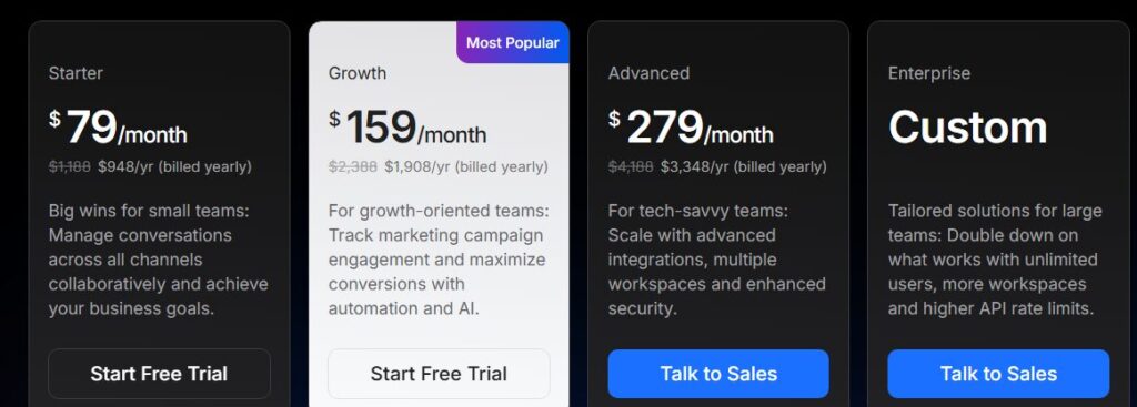 Respon.io Pricing Screen