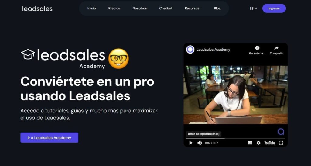 Pantalla de recursos de Leadsales