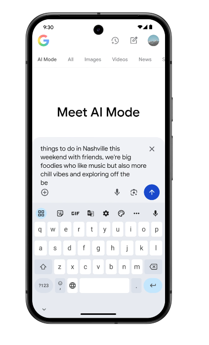 AI mode activado en un celular