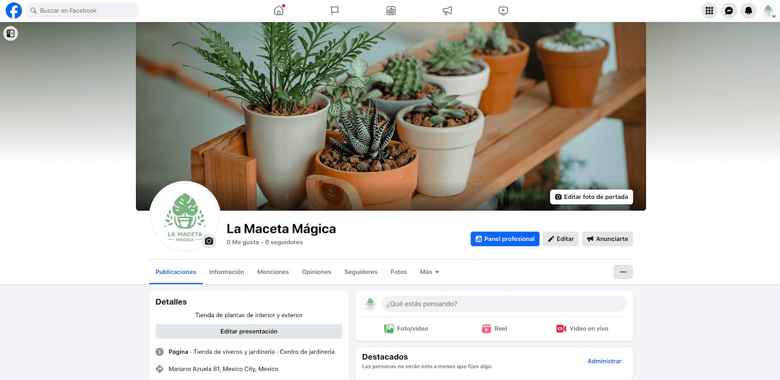 Captura de pantalla del primer paso para configurar un anuncio con CTA a WhatsApp: ve a tu página de Facebook y haz clic en "anunciarte"