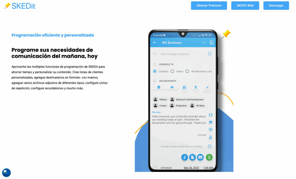 Captura de pantalla de la página web de SKEDit