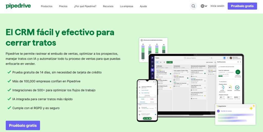 Pantalla de Pipedrive