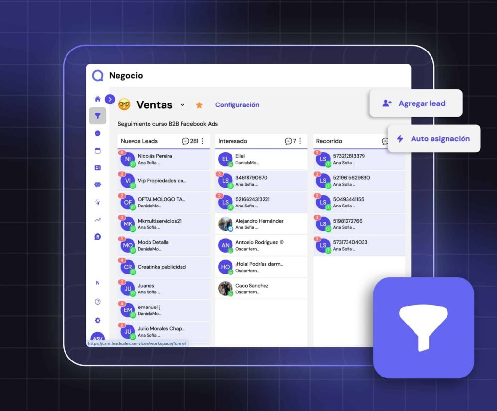 Pantalla de seguimiento en un CRM