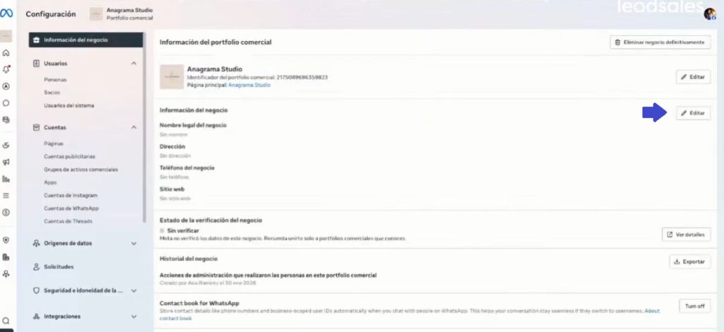 Acceso a sección de Información del portafolio comercial