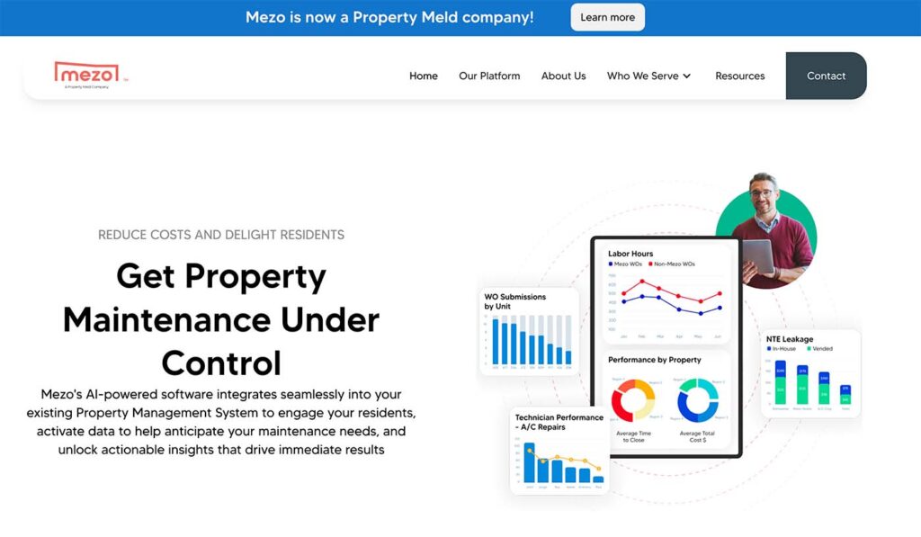 Captura de pantalla de la página web de Mezo