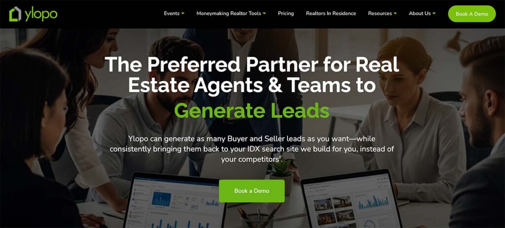 Captura de pantalla de la página web de Ylopo