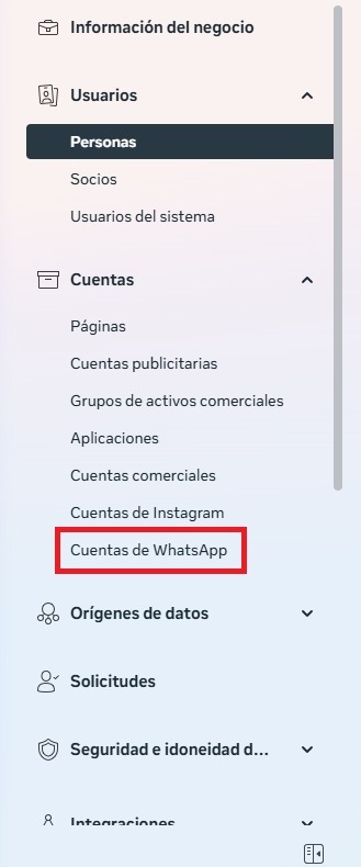 Acceso a cuentas de WhatsApp en Meta Business Suite