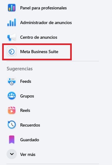 Acceso a Meta Business Suite desde perfil comercial