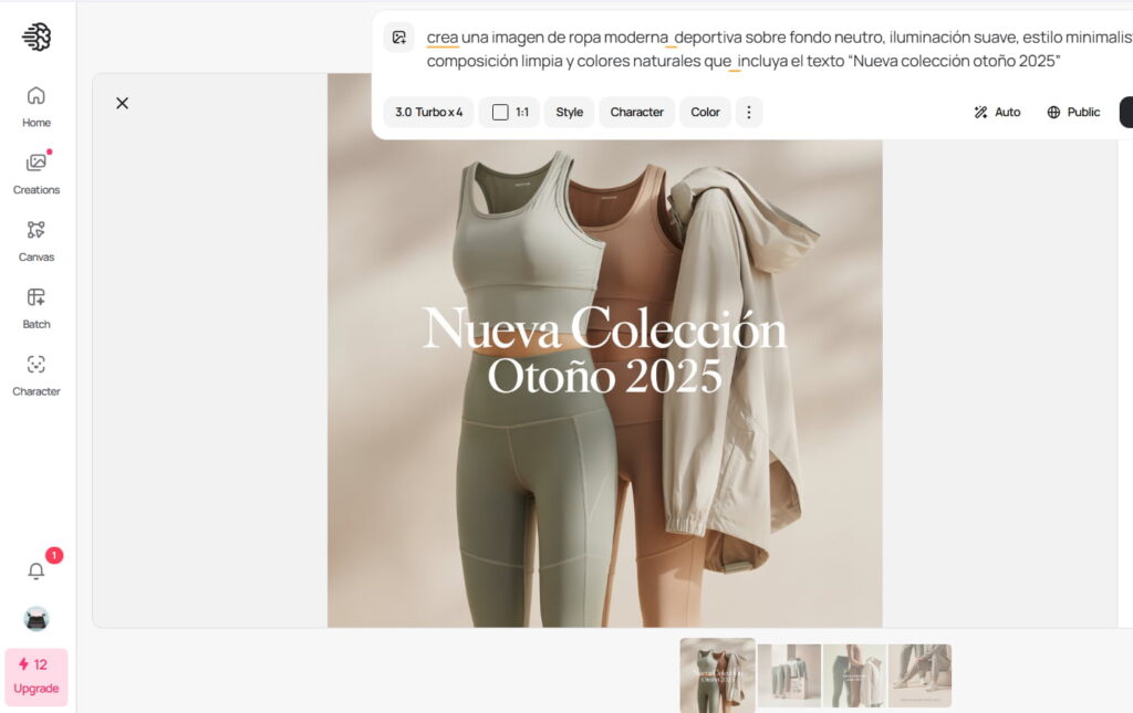 Imagen de ropa deportiva con texto creada por Ideaogram AI