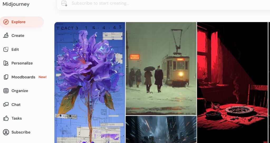 Pantalla de Midjourney