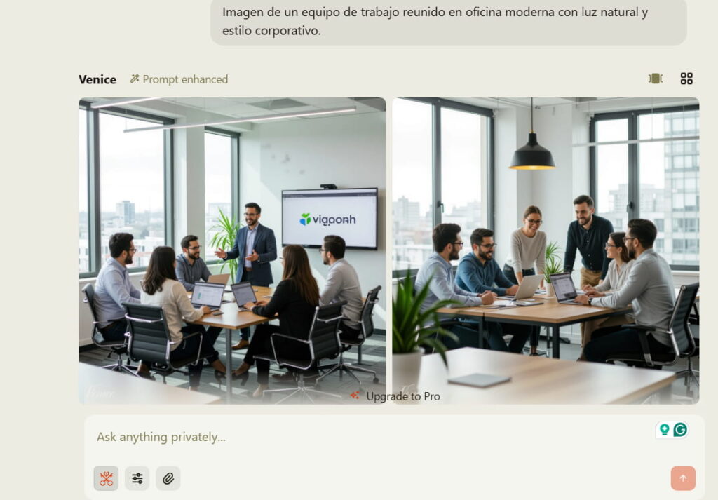 Imagen de un equipo de trabajo creada por Venice IA