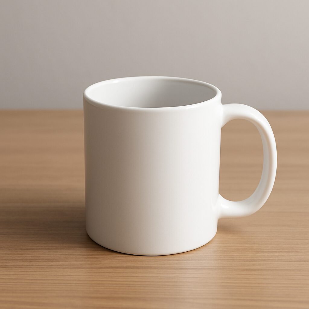 Diferentes imágenes generadas por IA sobre una taza blanca