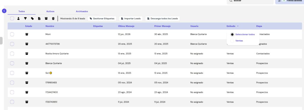 Directorio de contactos en Leadsales