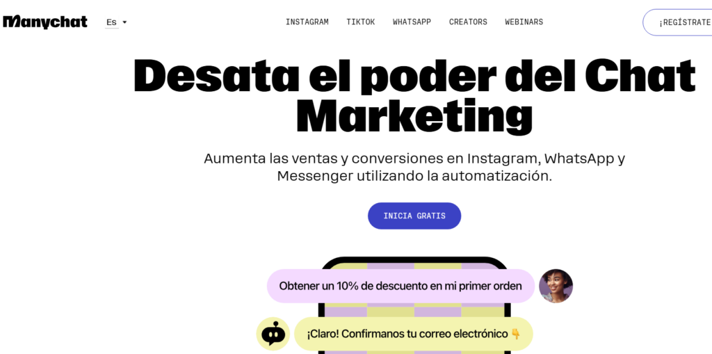 Pantalla de ManyChat