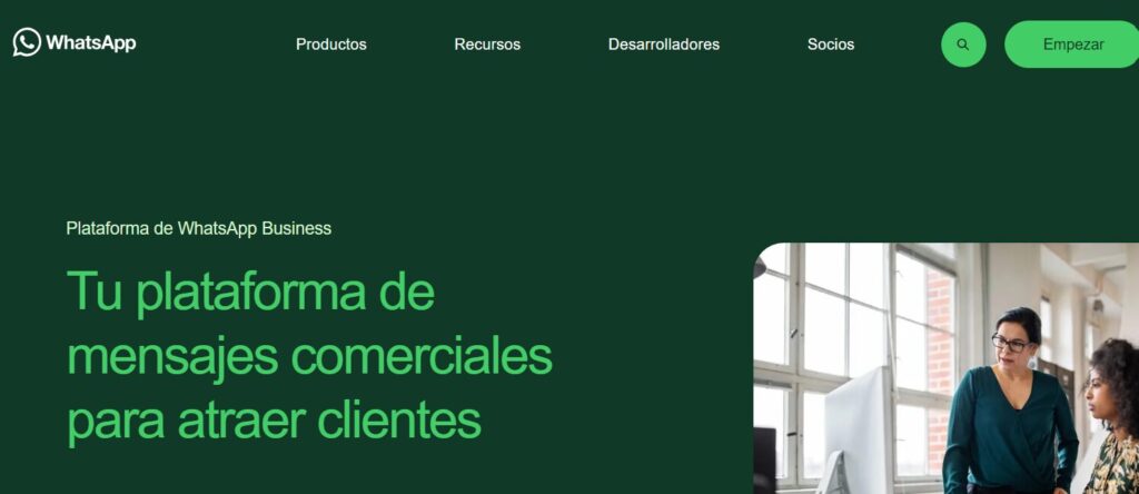 Pantalla de WhatsApp Business