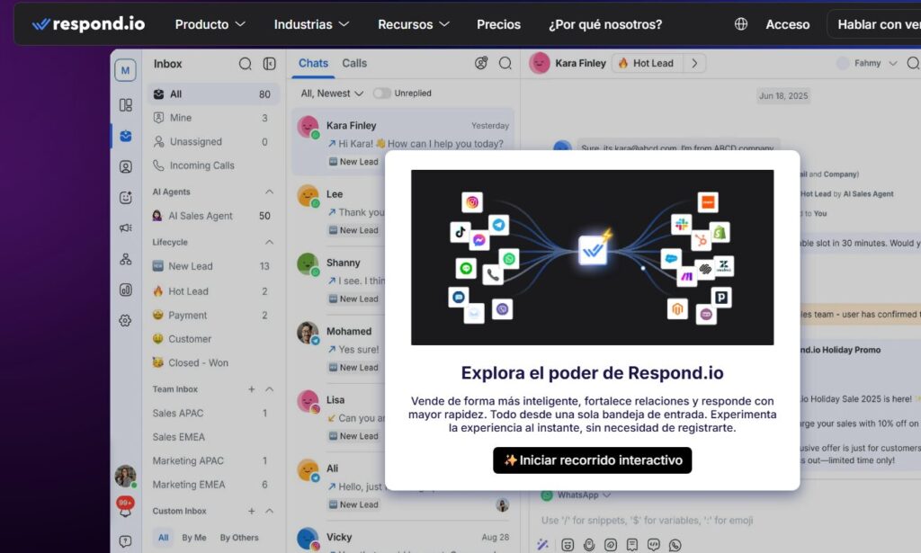 Pantalla de Respond.io