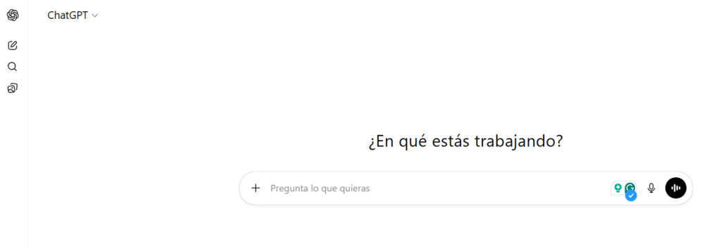 Pantalla de ChatGPT