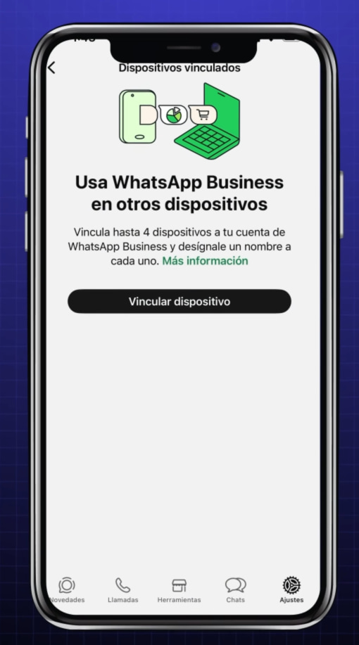Sección de Dispositivos vinculados en WhatsApp Business