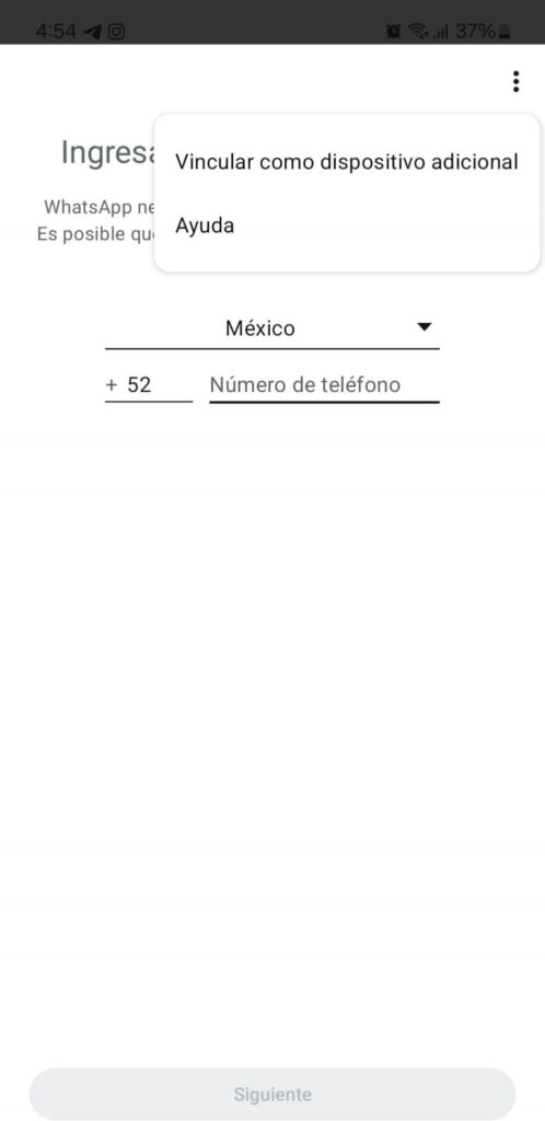 Pantalla de vinculación de dispositivos para tener WhatsApp Business en dos celulares