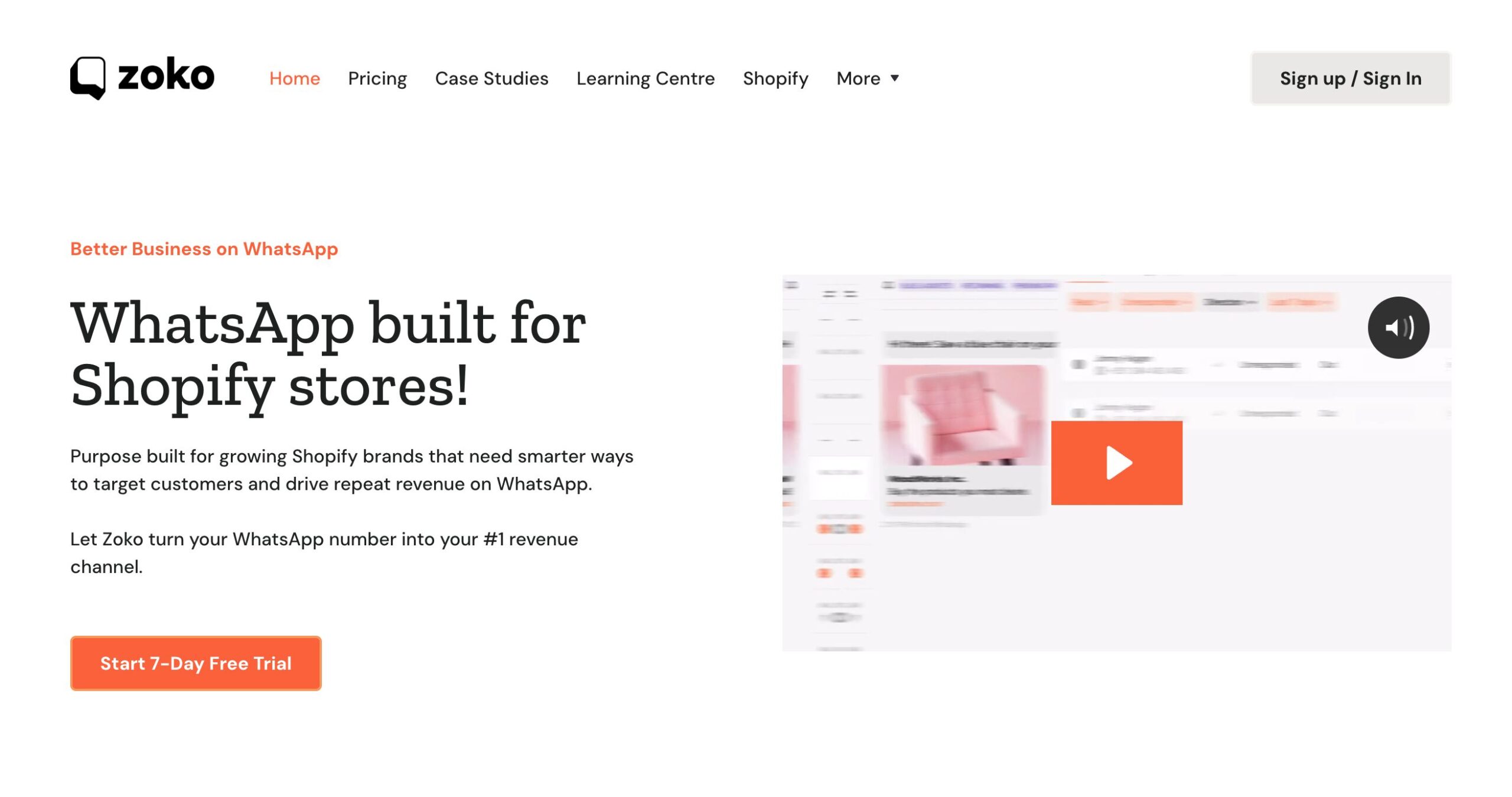 Captura de pantalla de la página web de Zoko