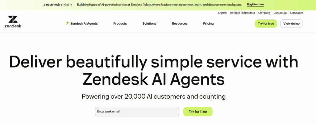Pantalla de Zendesk