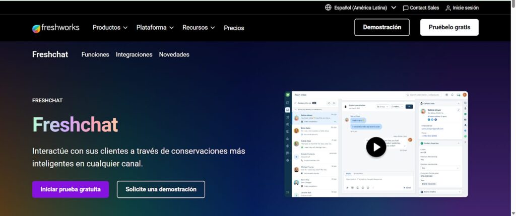 Pantalla de Freshchat