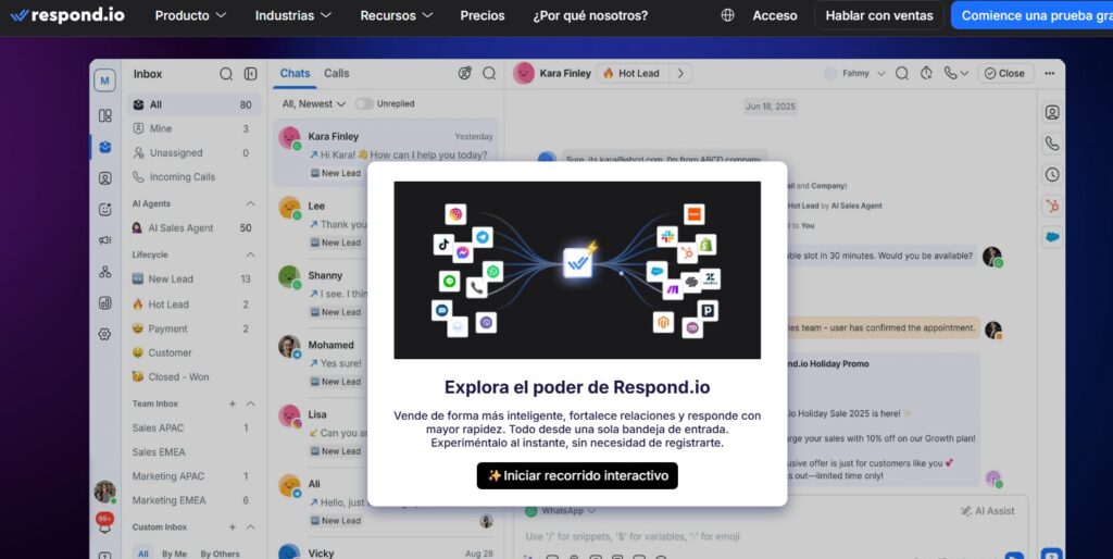 Pantalla de Respond.io
