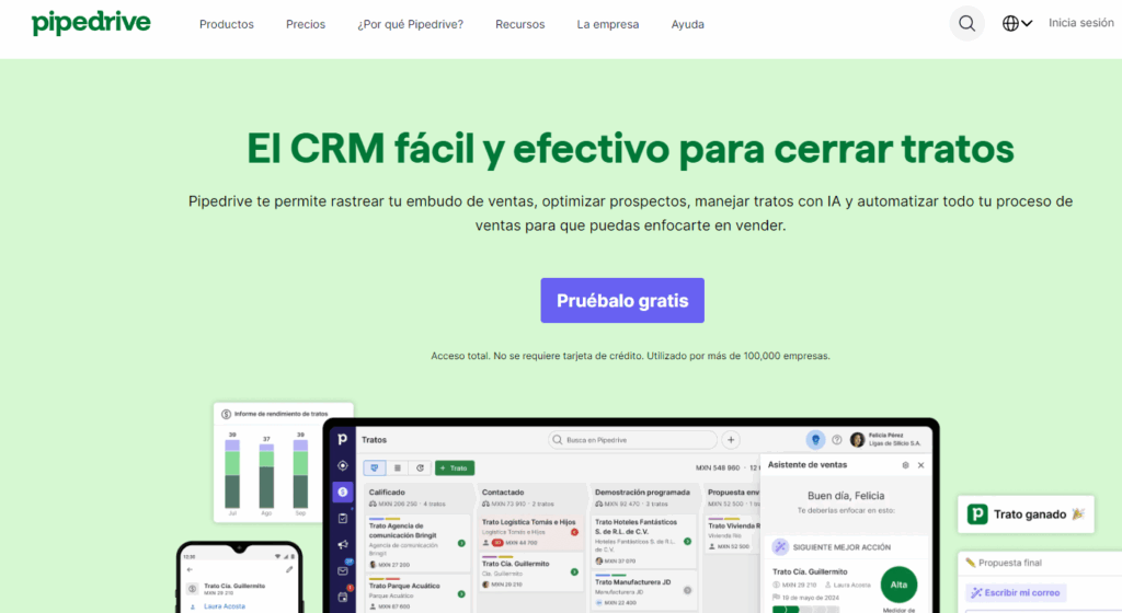Página de Pipedrive