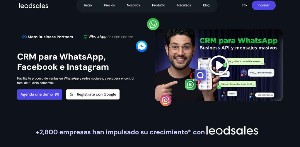 Pantalla de Leadsales CRM para WhatsApp