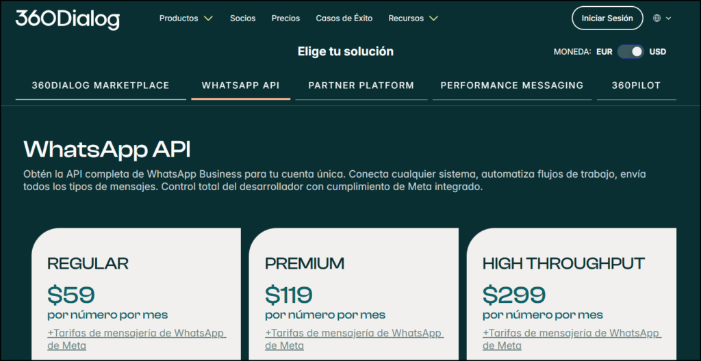 Precios de 360Dialog