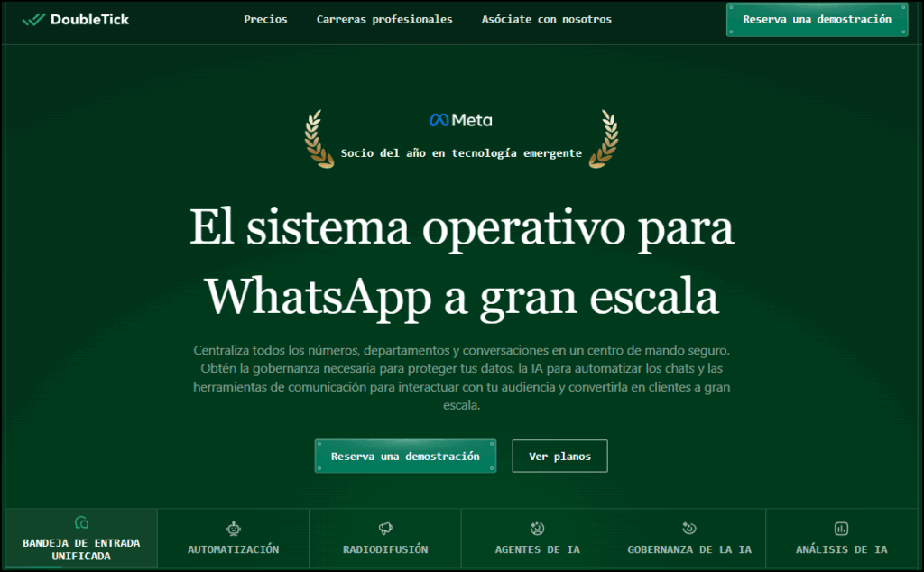 Página de inicio de DoubleTick