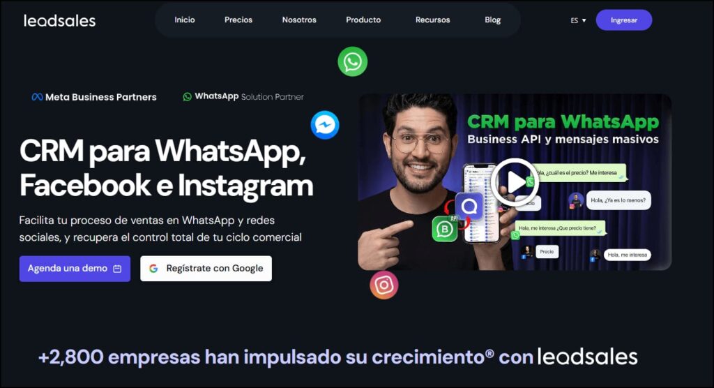 Página de inicio de Leadsales