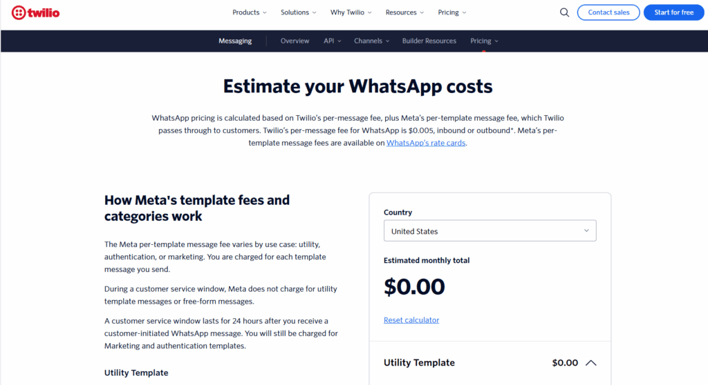 Precios de Twilio