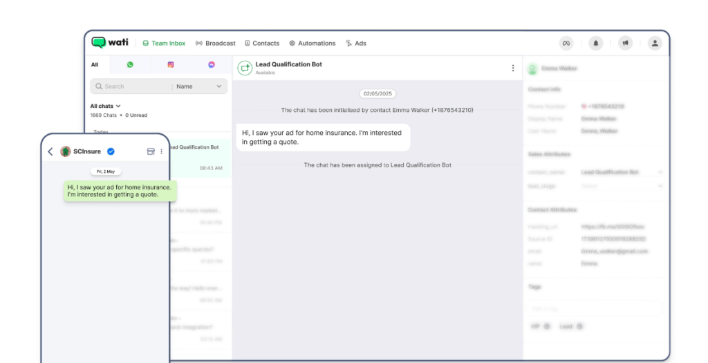 Pantalla principal de Wati