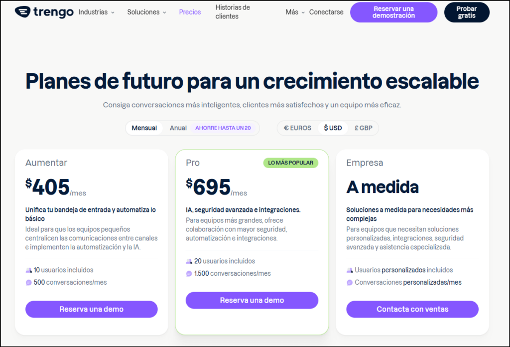 Precios de Trengo