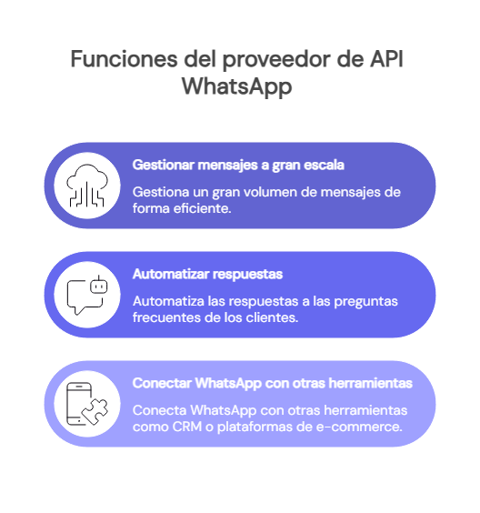 Funciones de un proveedor de API de WhatsApp